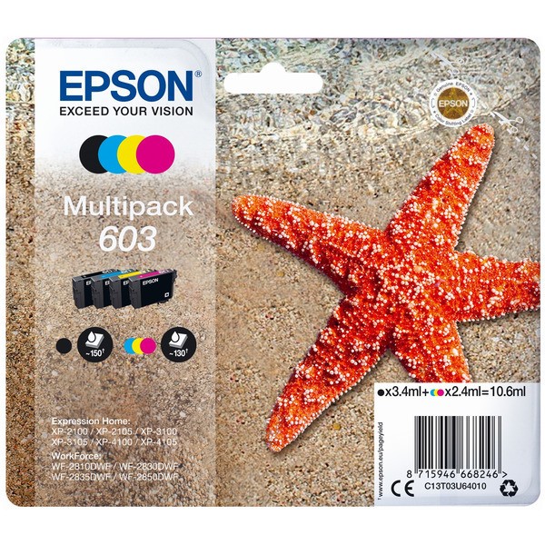 Original Tintenpatronen Epson 603 Multipack BK/C/M/Y (C13T03U64010)